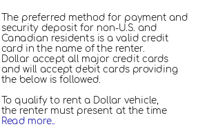 Conditions for Dollar